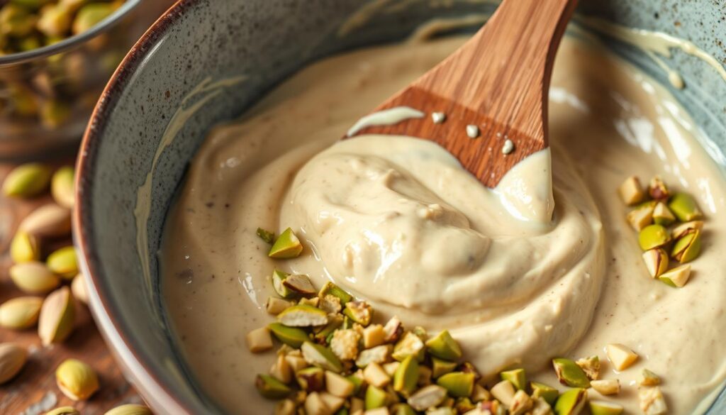 Tahini and Pistachio Mixing Technique