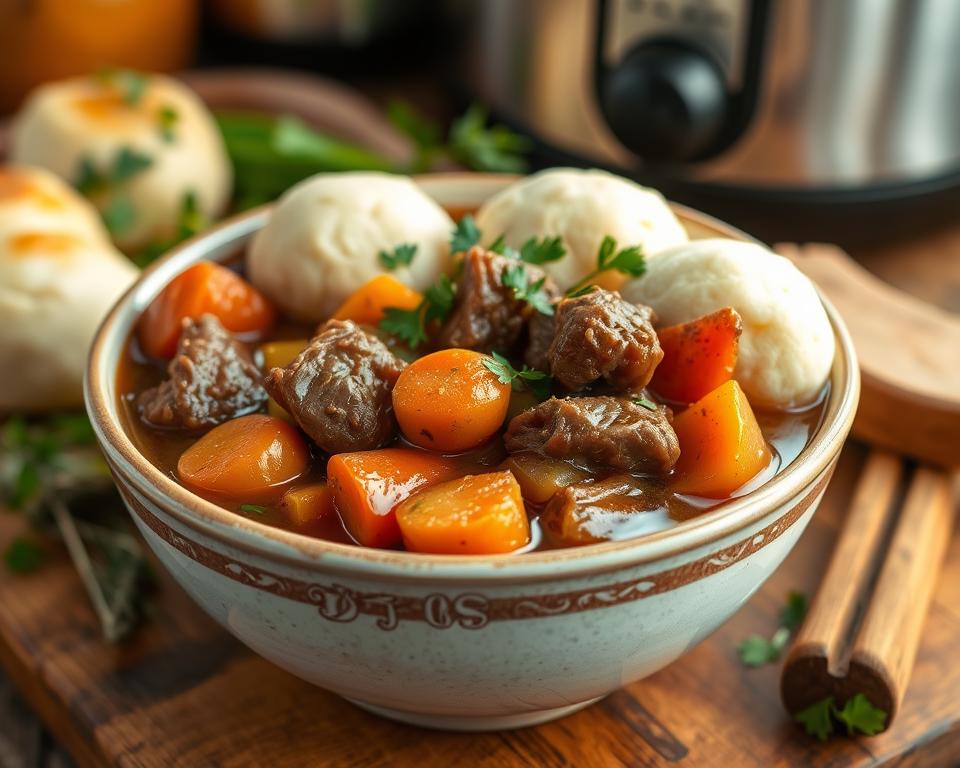 Slow Cooker Beef Stew with Dumplings